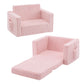 Convertible Sofa 2-In-1 Flip Open Kids Sleeper Chair （Pink）