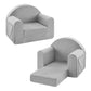 Kids Sofa Couch, Toddler Armrest Chair, 2-in-1 Convertible Sofa to Lounger (Grey)