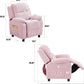 Ulax furniture Corduroy Kids Recliner Chair, Toddler Armrest Sofa Couch, Ergonomic Adjustable Lounge Sofa with Footrest, Padded Backrest, Storage Arms, Pink Recliner for Girls and Boys