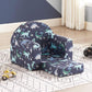 Kids Sofa Couch, 2-in-1 Flip Out Toddler Couch, Baby Lounge Chair (Navy Dinosaur)