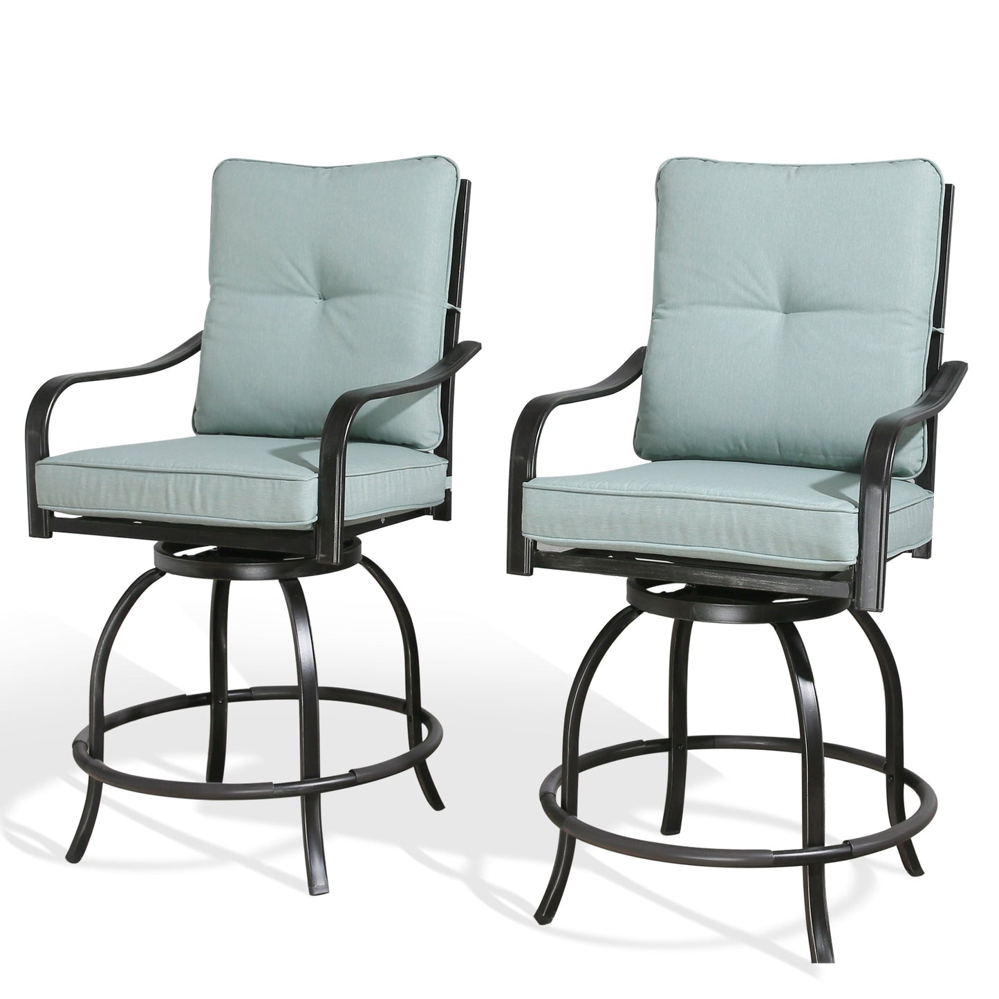 Outdoor Patio 2-Piece Counter Height Swivel Bar Stools Set (Mist)