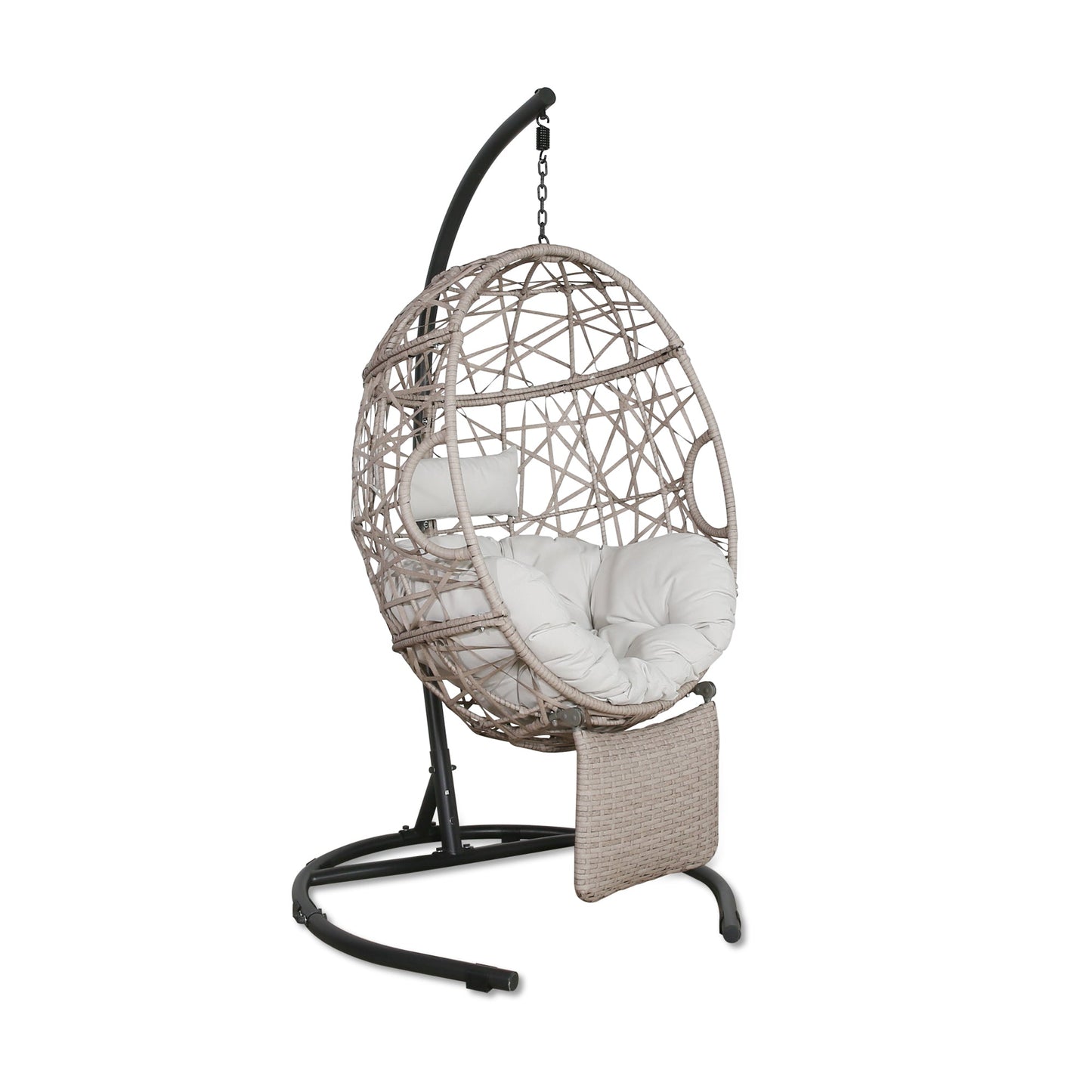 Outdoor Hanging Swing Basket Chair Tear Drop Chair with Stand and Extendable Footrest