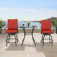 Outdoor Patio 2-Piece Counter Height Swivel Bar Stools Set (Red)