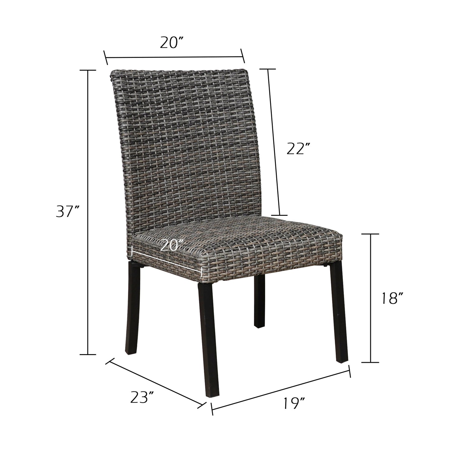 Patio Wicker Dining Chairs Outdoor Heavy-Duty Steel Frame Rattan Chairs with Quick Dry Foam Filling and Curved Backrest, Set of 2