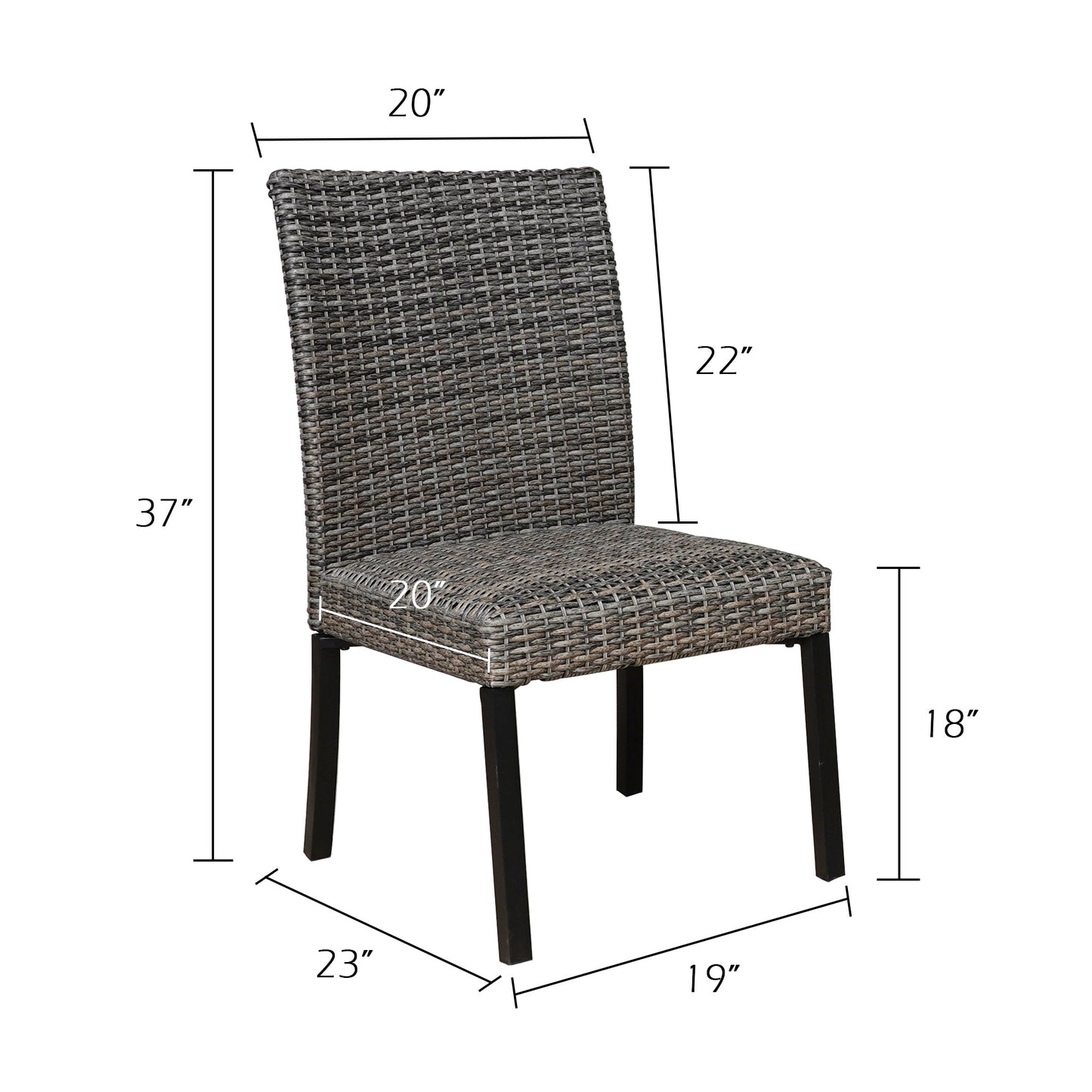 Patio Wicker Dining Chairs Outdoor Heavy-Duty Steel Frame Rattan Chairs with Quick Dry Foam Filling and Curved Backrest, Set of 4