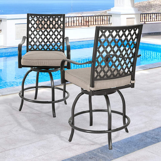 Outdoor 2-Piece Counter Height Swivel Bar Stools Patio Dining Chair Set
