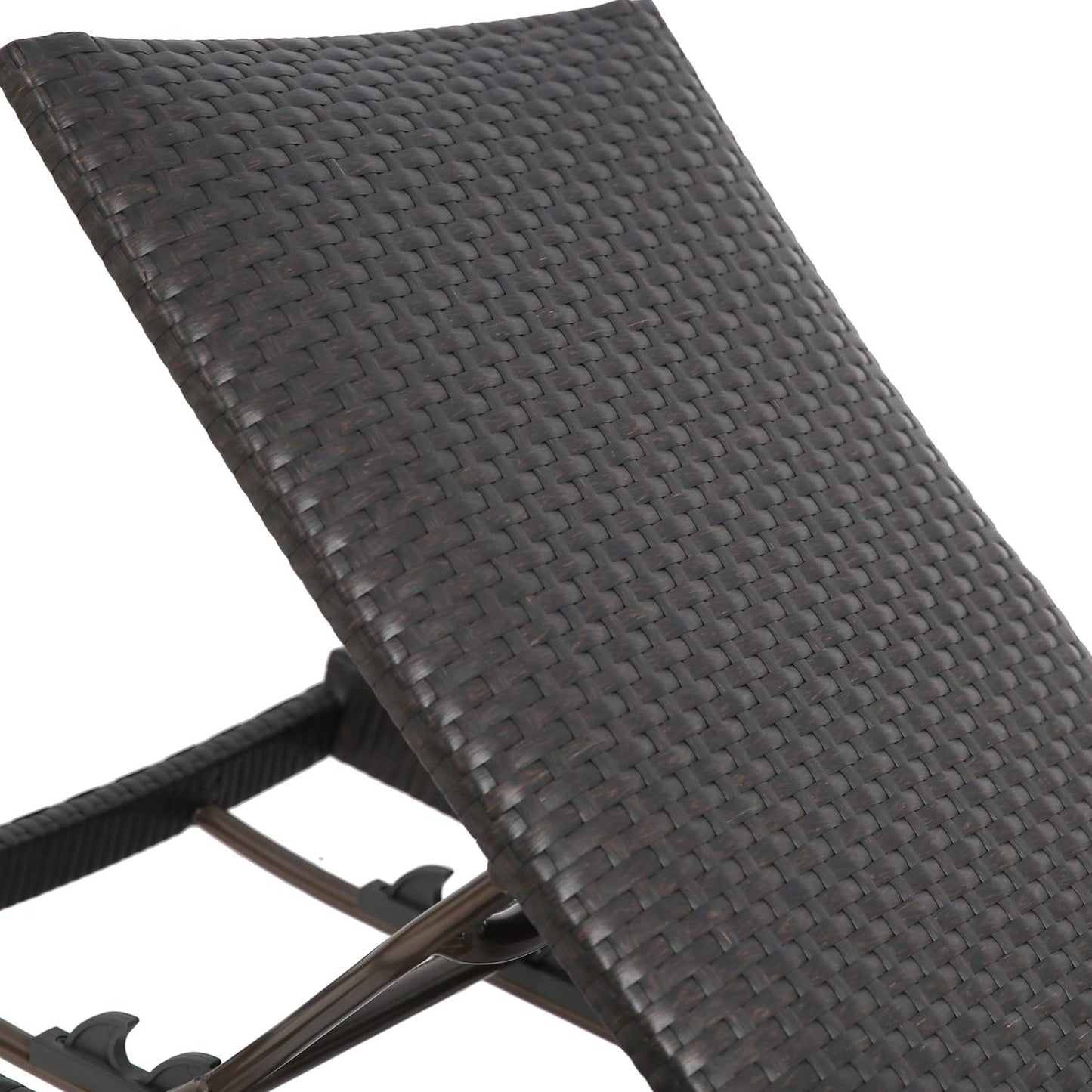 Outdoor Woven Padded 2-Pack Aluminum Chaise Lounge Armed Patio Lounger Adjustable Chair with Wheels and Quick Dry Foam