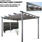 10'x13' Outdoor Pergola Aluminum Patio Retractable Gazebo with Sun Shade Canopy (Gray)