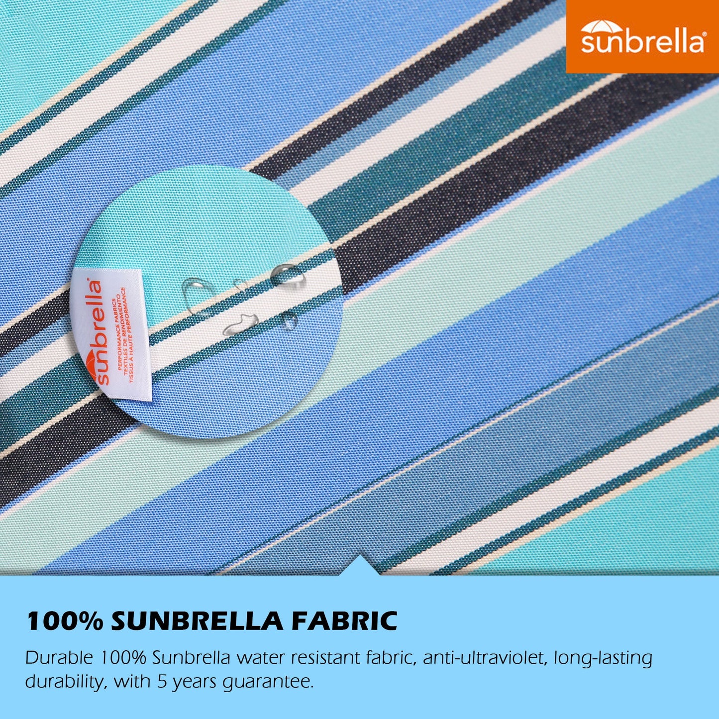 9 Ft Outdoor Sunbrella Tiltable Round Market Umbrella with Aluminum Pole and Crank (Dolce Oasis)