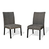 Patio Wicker Dining Chairs Outdoor Heavy-Duty Steel Frame Rattan Chairs with Quick Dry Foam Filling and Curved Backrest, Set of 2