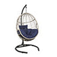 Outdoor Basket Swing Chair Hanging Tear Drop Egg Chair with Stand (Navy)