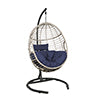 Outdoor Basket Swing Chair Hanging Tear Drop Egg Chair with Stand (Navy)