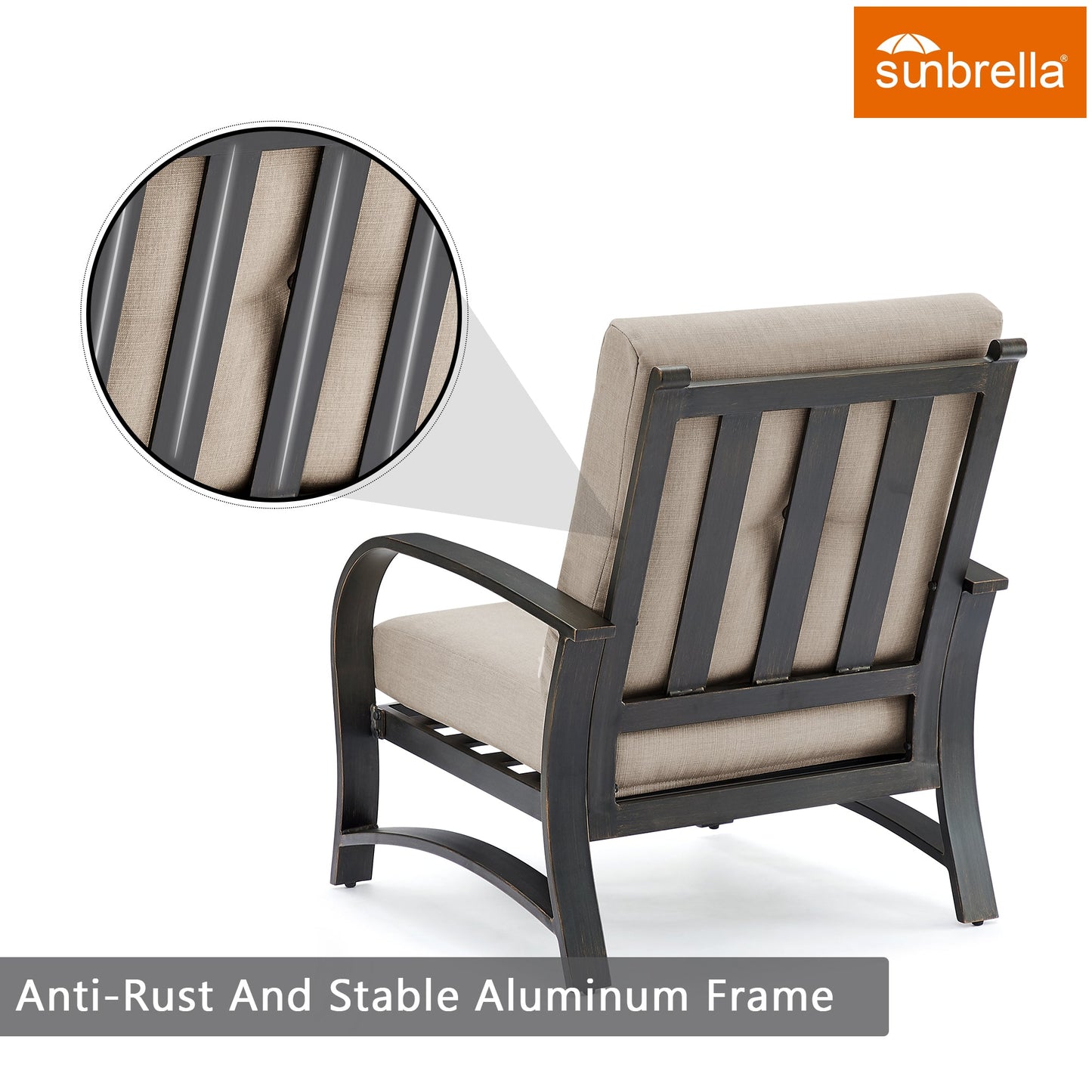 Patio All-Weather Aluminum Club Chair with Sunbrella Cushion Covers