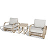 3 Pieces Patio Aluminum Conversation Set Outdoor Club Chairs Sofa and End Table Set with Wicker Decoration and Cushions