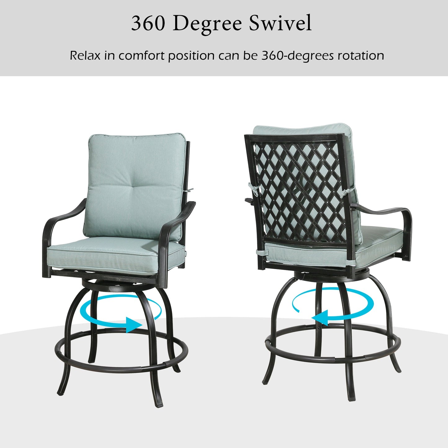 Outdoor Patio 2-Piece Counter Height Swivel Bar Stools Set (Mist)