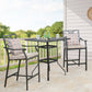 Patio Metal Steel Bar Stools Outdoor Set of 2 Bar Height Bistro Chairs with Beige Seat Cushions
