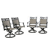 Cast Aluminum Patio Swivel Dining Chairs Outdoor Slight Rocking Chairs with Textilene Sling Seat and Back, Set of 4